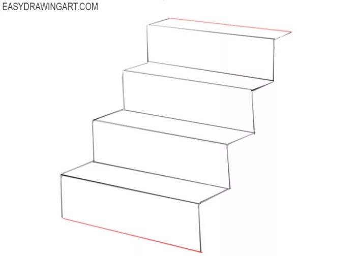 Easy drawing of stairs going to attic