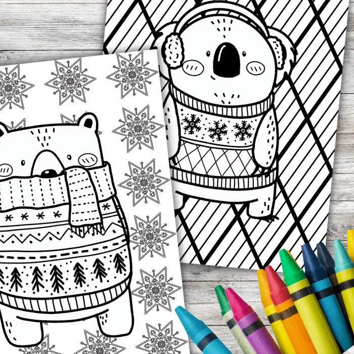 Coloring Page of Animal in Winter Clothes