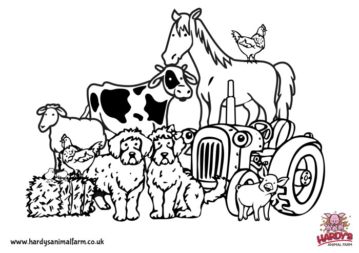 Farm animal foot prints coloring images