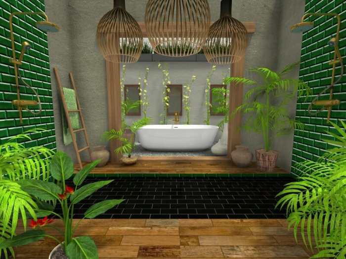 Tropical decor for bathroom