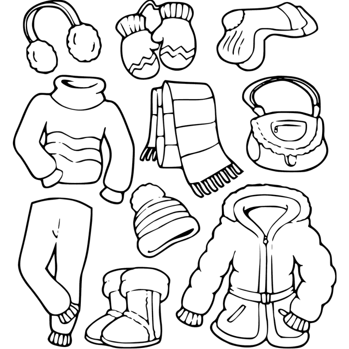 Coloring page of animal in winter clothes