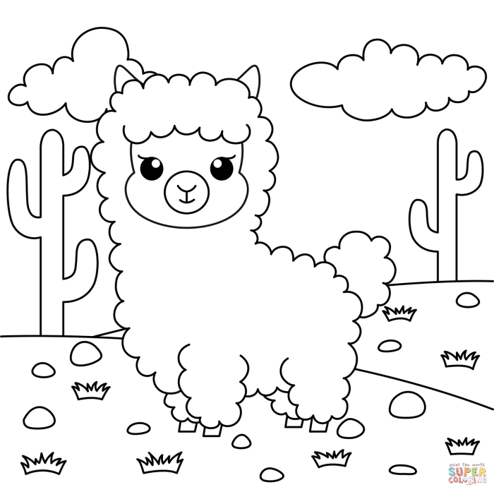 Cute animal coloring pages llama