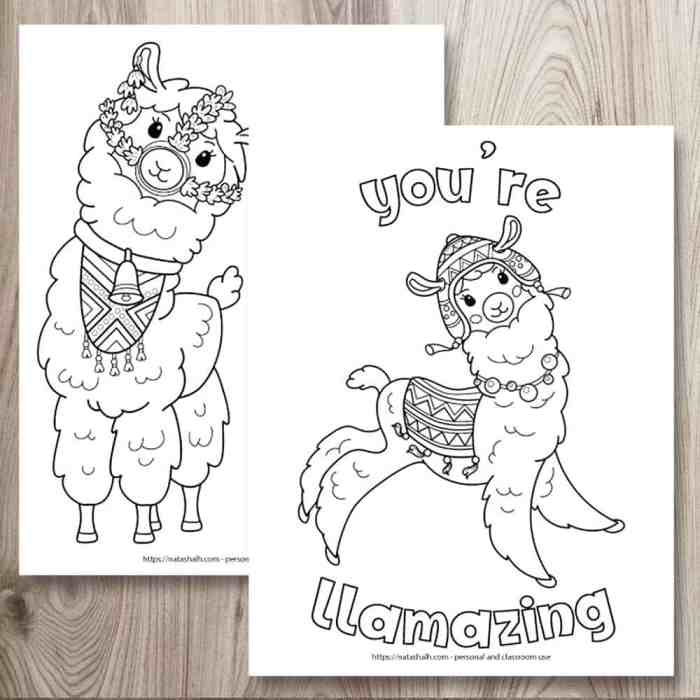 Cute Animal Coloring Pages Llama Designs