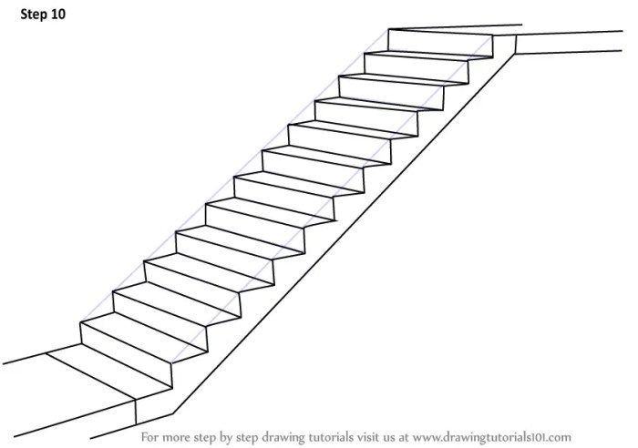 Easy drawing of stairs going to attic