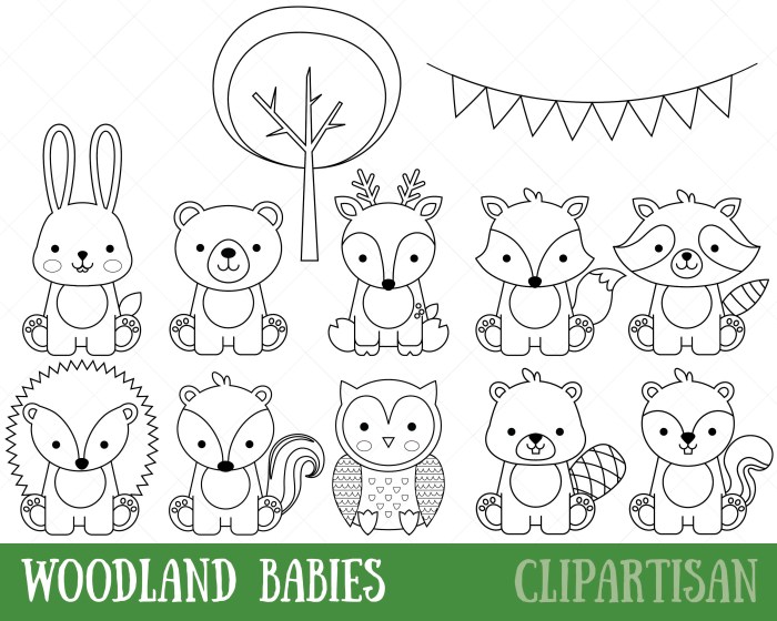 Cute Kawaii Woodland Animal Coloring Pages